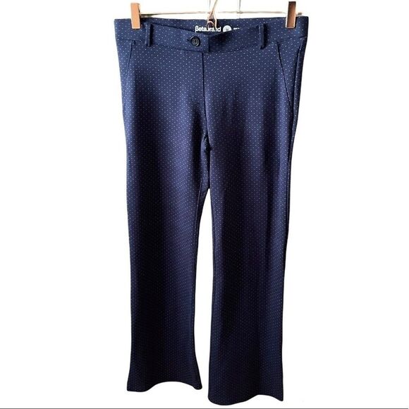 Betabrand Classic Bootcut Dress Yoga Pants Navy Blue Print Size Medium - Picture 1 of 8